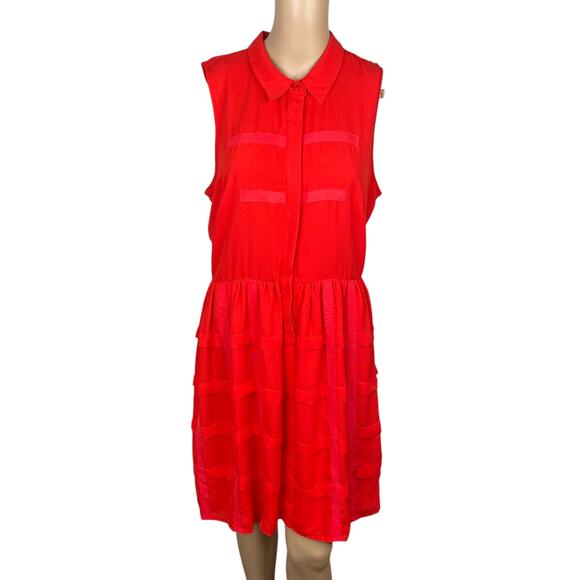 Anthropologie Sachin + Babi Tiered Habitual Red Shirt Dress SZ 8 - Picture 3 of 12